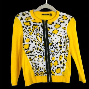 Carlisle Animal Print Sweater Zip Up Cardigan Sz S